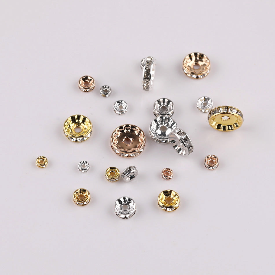 Brass Rhinestone Spacer Beads 4-12mm Sparkling Gold 300pcs 2