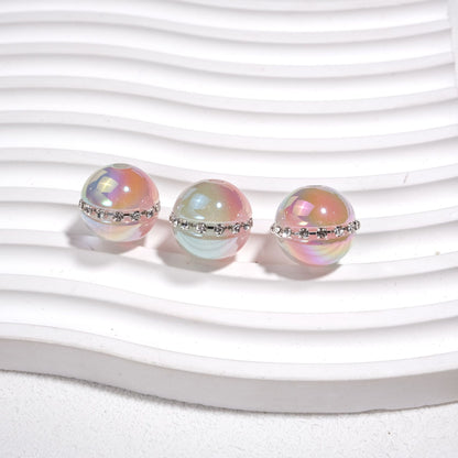 Luminous Rhinestone Chain Enlaced Resin Beads 16mm Round 10pcs 5