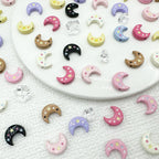 Star Moon Metal Beads 14mm Painted Glossy Celestial 10pcs 4