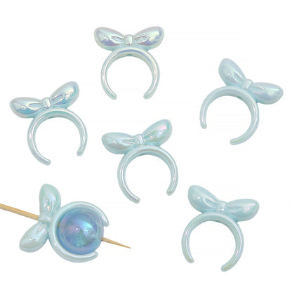 Painted Bow Tie Acrylic Beads 25x27mm Glossy Colors 8pcs 12