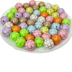 Round Acrylic Beads 16mm Gilded Plaid Pattern Glossy 50pcs 5