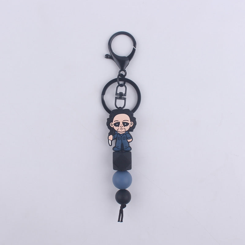 Halloween Silicone Bead Keychain Colorful Spooky Characters Durable 12