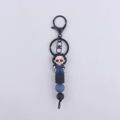 Halloween Silicone Bead Keychain Colorful Spooky Characters Durable 12