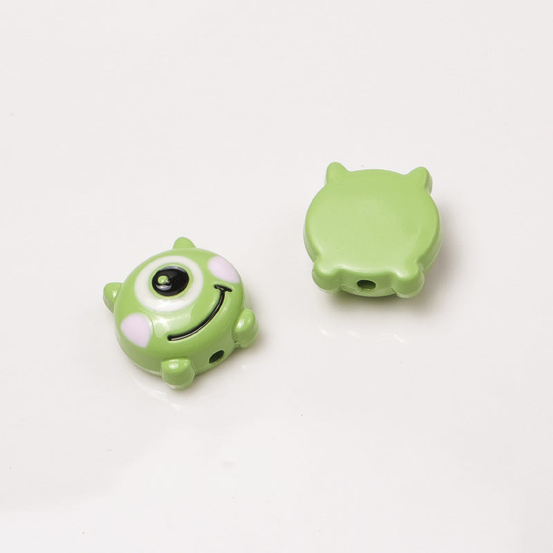 One Eyed Monster Metal Beads 13mm Baking Painted Enamel 10pcs 7
