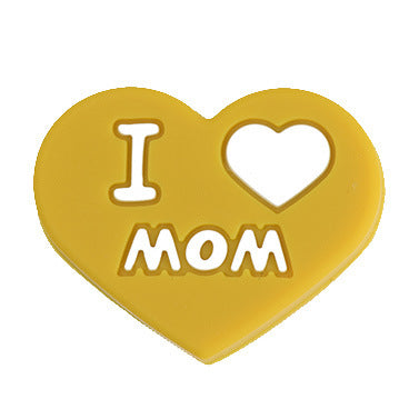 Love Heart Silicone Beads Printed Design 20pcs 8