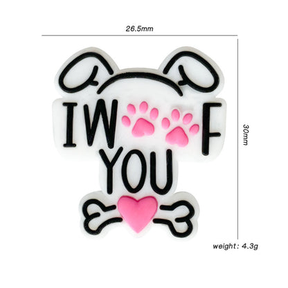 Silicone Focal Beads Letter Animal Paw Prints Heart 10pcs