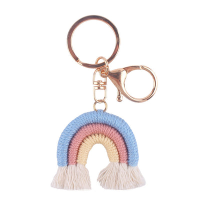 Cotton Braided Tassel Crochet Rainbow Keychain Plush Material 6