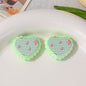 Checkered Lace Heart Acrylic Beads 26mm Colorful Mixed 10pcs 11