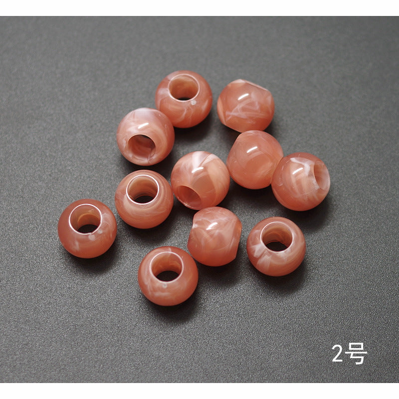 Vintage Acrylic Large Hole Beads 10-11.6mm Earth Tone Crackle 1pc 9