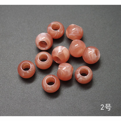 Vintage Acrylic Large Hole Beads 10-11.6mm Earth Tone Crackle 1pc 9