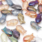 Electroplated Transparent Fish Glass Beads 8x15mm 30pcs 3