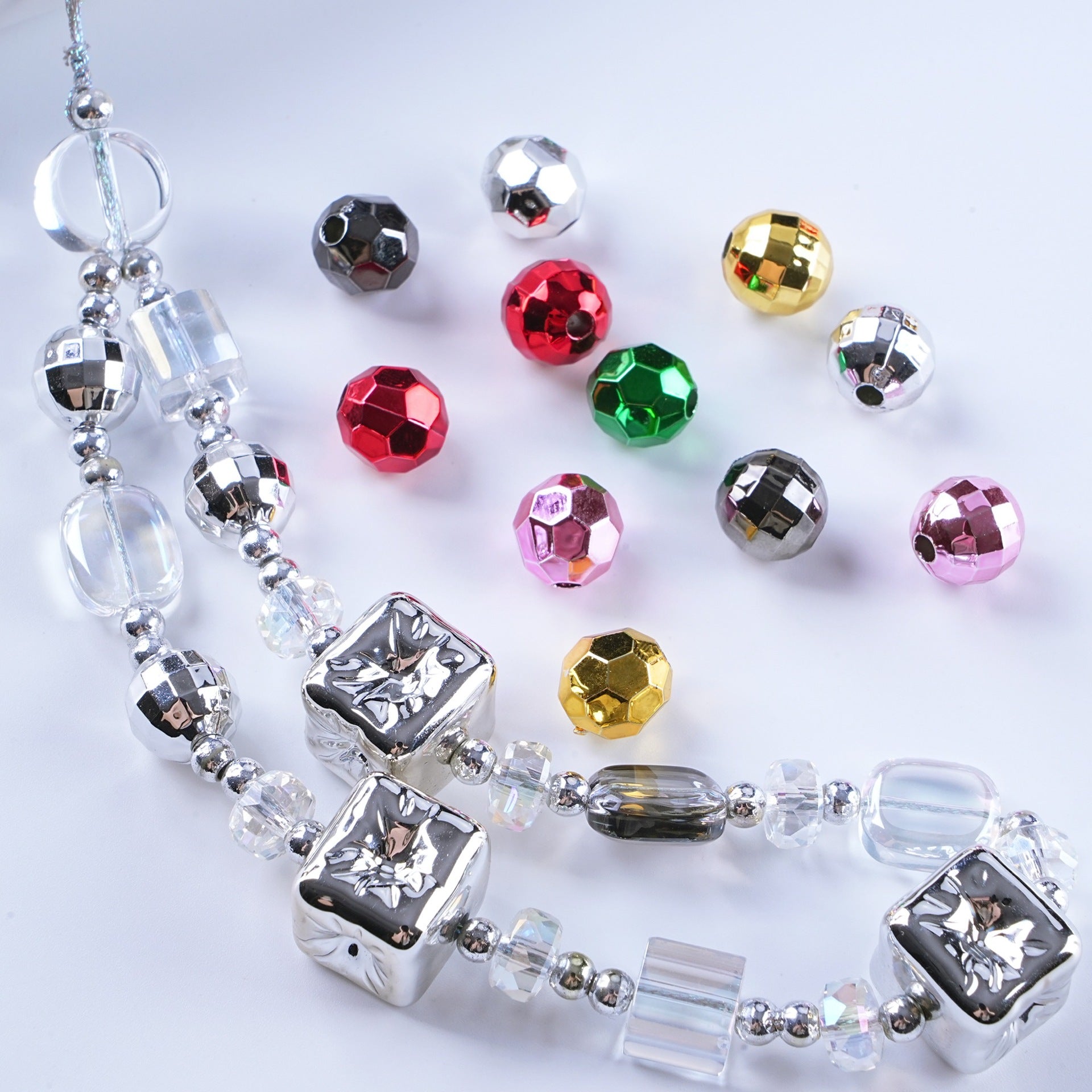 Plating Metal Faceted Acrylic Beads 10-16mm Earth Colors 100pcs 2