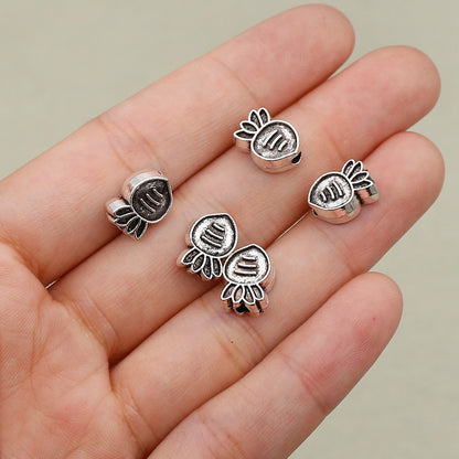 Carrot Metal Beads 11mm Vintage Silver Tone Alloy 40pcs 4