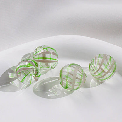 Swirl Pattern Blown Glass Beads 10-16mm Colorful Translucent 4pcs 23
