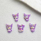 Glossy Purple Kuromi Resin Beads 10pcs Vibrant Floral Details 3