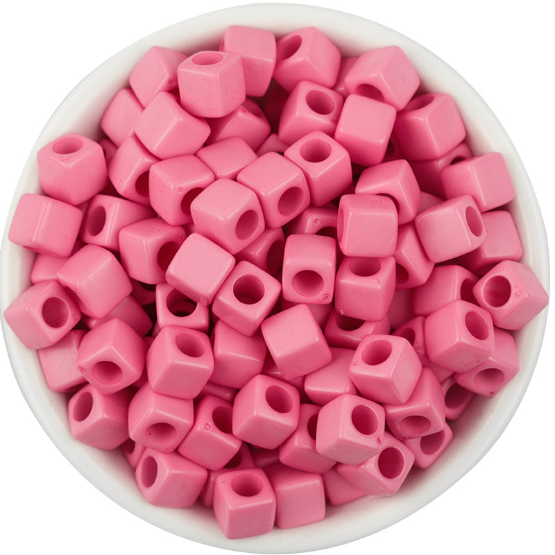 Solid Color Rounded Square Acrylic Beads 7mm Large Hole 100pcs 7