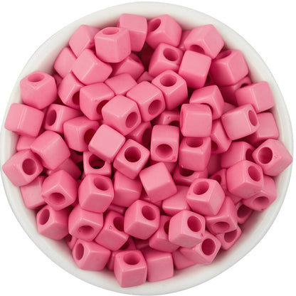 Solid Color Rounded Square Acrylic Beads 7mm Large Hole 100pcs 7