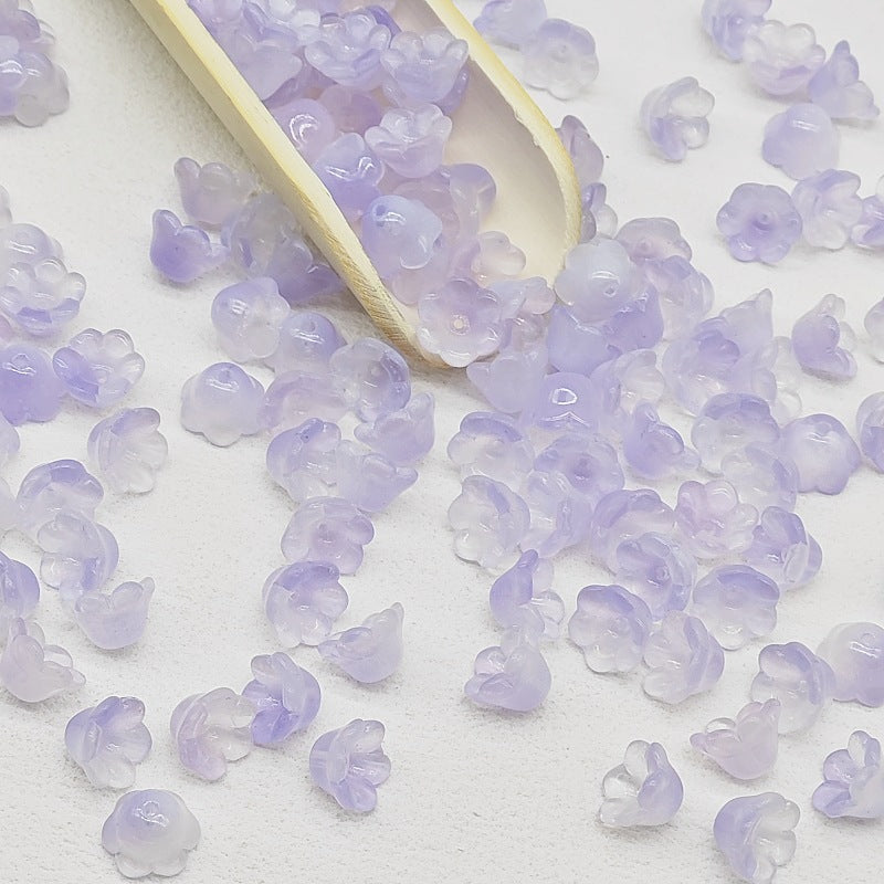 Campanula Flower Glass Beads 7x12mm Frosted Glossy Pastel 50pcs 22