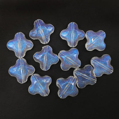 Transparent Aurora Laser Acrylic Beads Iridescent Mixed Shapes 2pcs 29