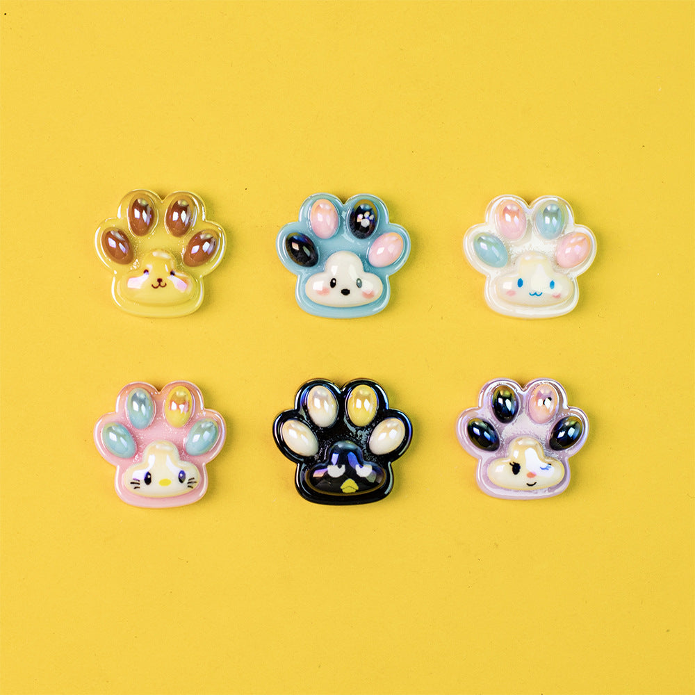 Glossy Pastel Cat Paw Resin Beads 25mm Shiny Plating 10pcs