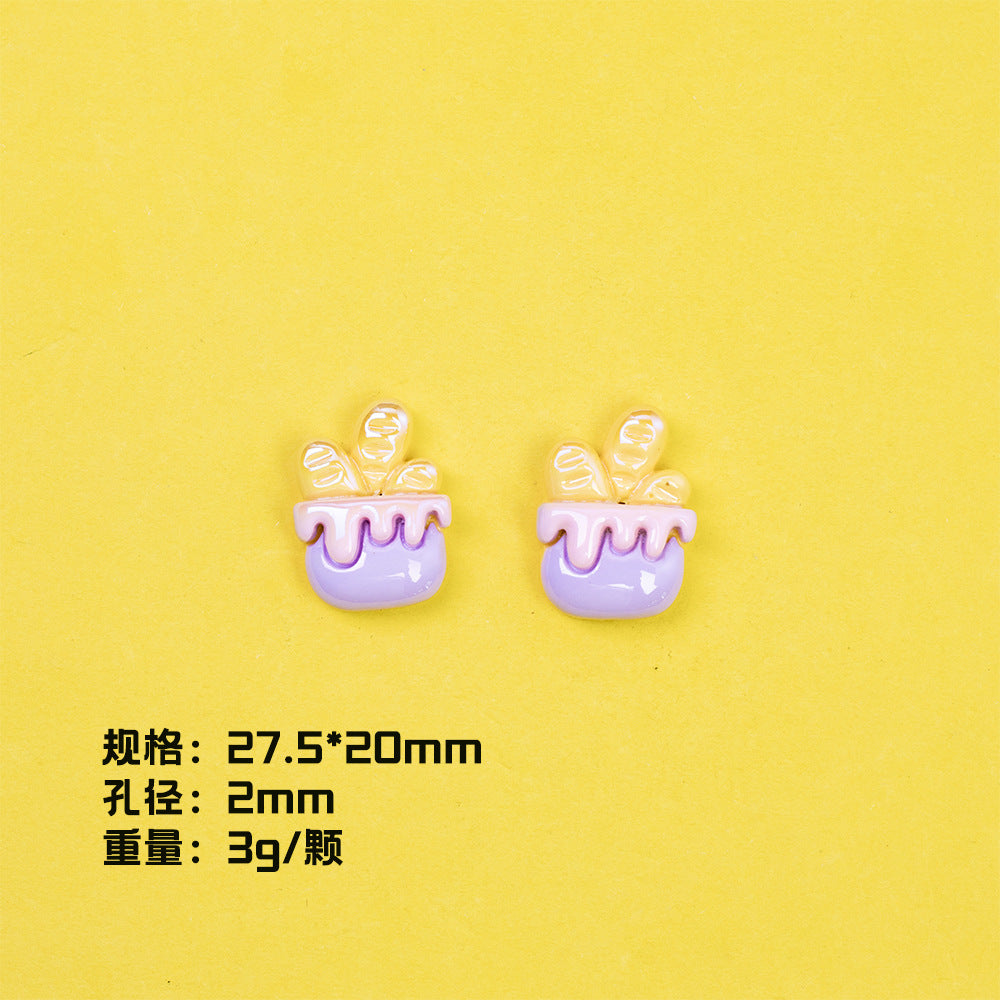 Plating Sunflower and Bus Resin Beads Glossy Multicolor 10pcs 10