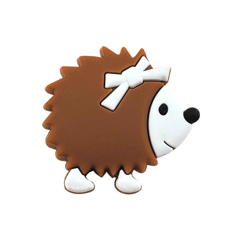 Silicone Focal Beads Hedgehog Side Profile Wearing Bow 20pcs 9