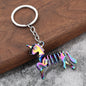 Alloy Colorful Dinosaur Keychain Metallic Rainbow Skeleton Design 2