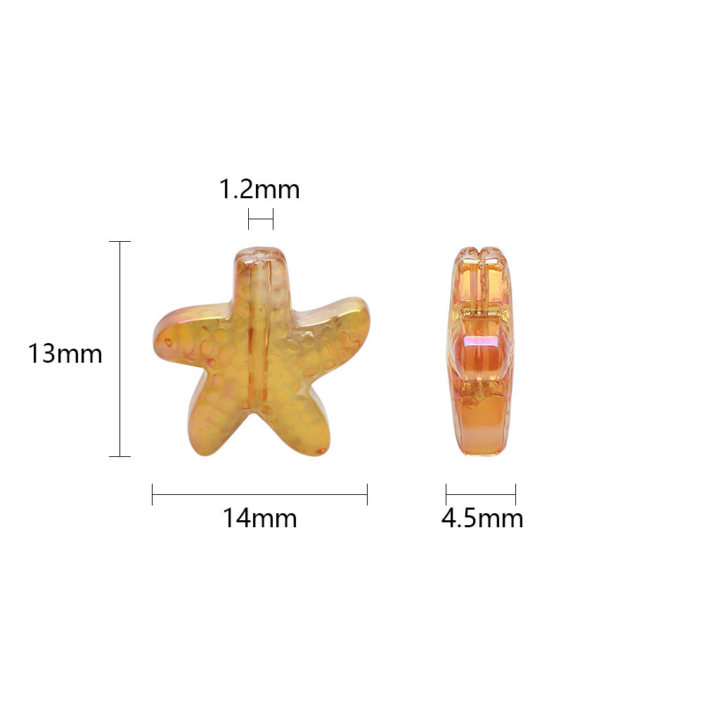 Electroplated Starfish Glass Beads 13-14mm Transparent 30pcs 2