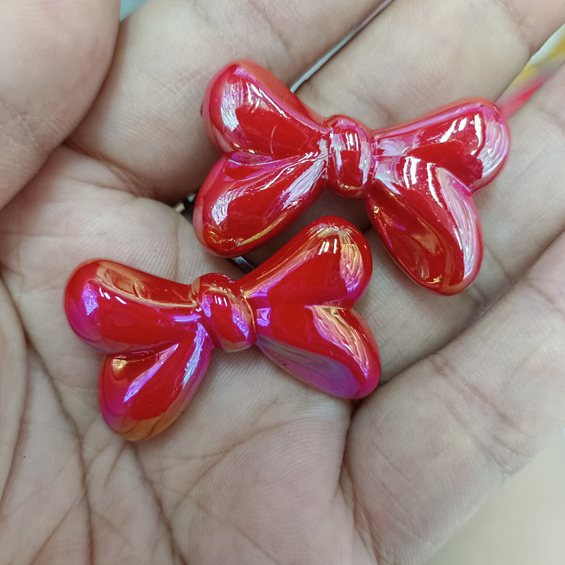 Glow Bow Acrylic Beads 23x35mm Plated Colorful 100pcs 2