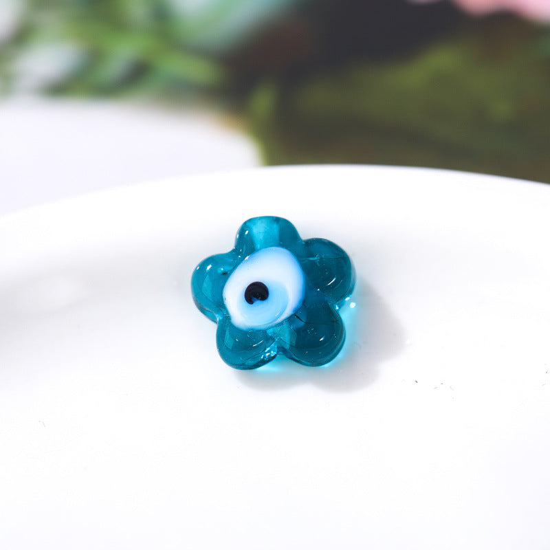 Lampwork Glass Beads Flower Shape 12mm Colorful Evil Eye 50pcs 10