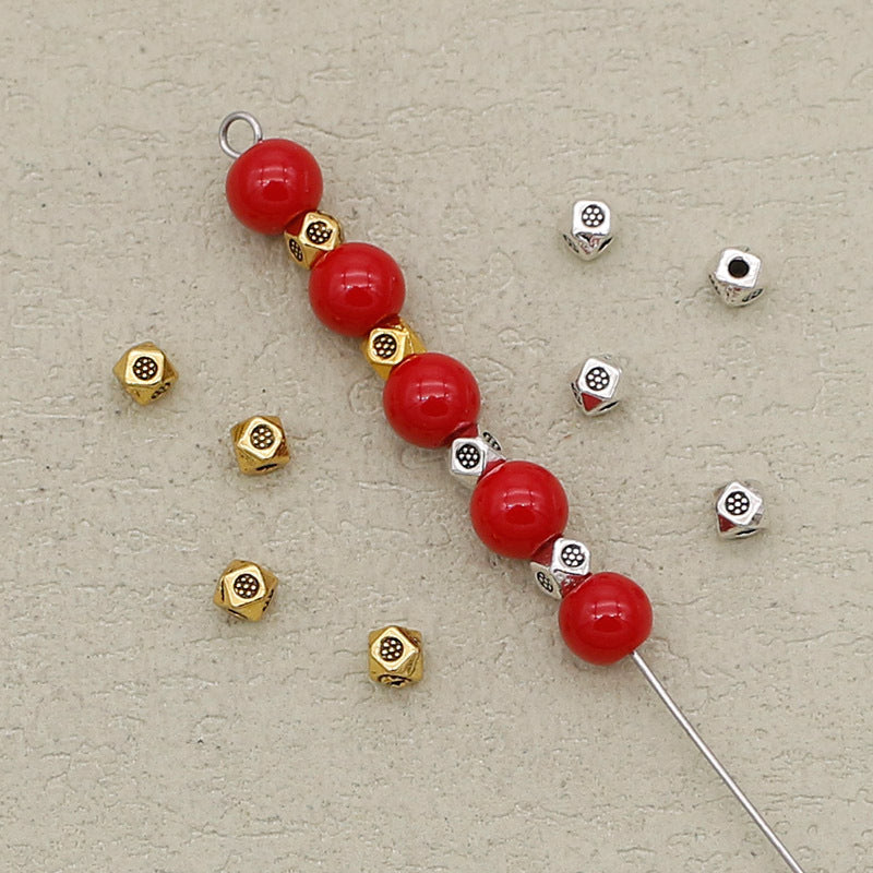 Alloy Hexagonal Spacer Beads 3.5mm Tibetan Style 100pcs 2