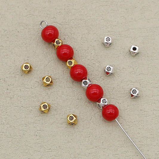 Alloy Hexagonal Spacer Beads 3.5mm Tibetan Style 100pcs 2
