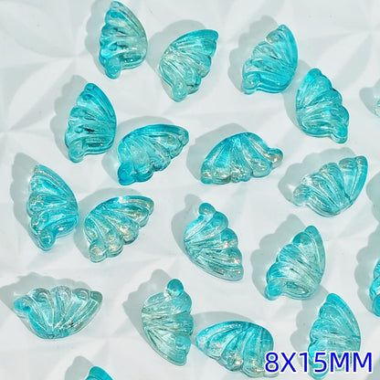 Iridescent Half Butterfly Wings Glass Beads 8x15mm 50pcs 16