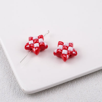 Waffle Pattern Star Acrylic Beads 19mm Colorful Mixed 20pcs 5