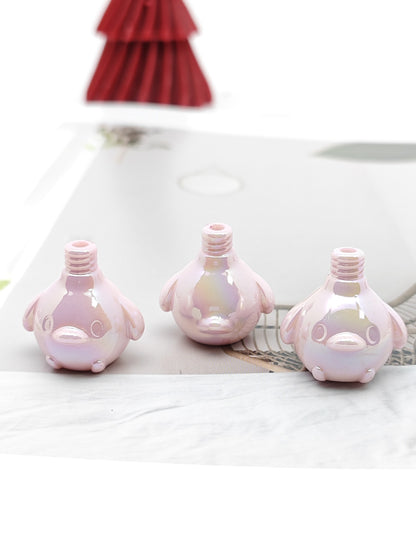 UV Plating Piggy Acrylic Beads 25mm Glossy Colorful 50pcs 7
