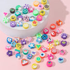 Cartoon Pattern Clay Beads 10mm Multicolor Polymer 200pcs 4