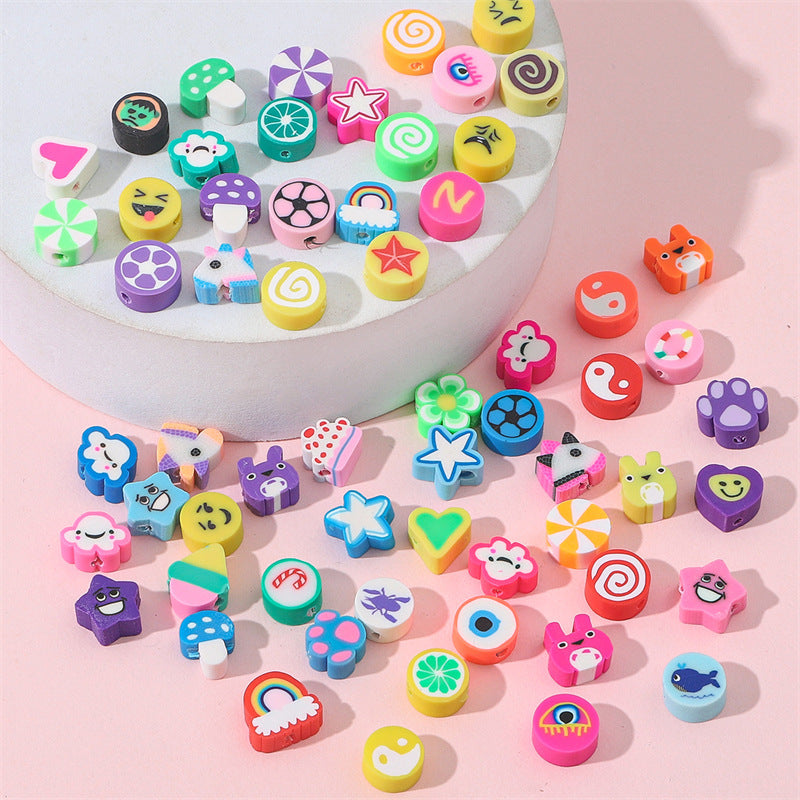 Cartoon Pattern Clay Beads 10mm Multicolor Polymer 200pcs 4