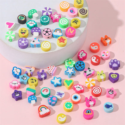 Cartoon Pattern Clay Beads 10mm Multicolor Polymer 200pcs 4