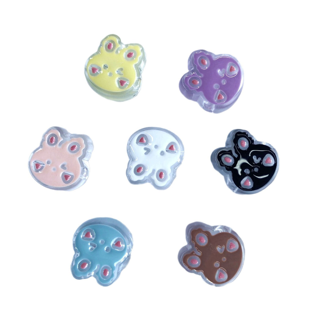 Painted Rabbit Acrylic Beads 24mm Transparent Pastel Colors 100pcs 5
