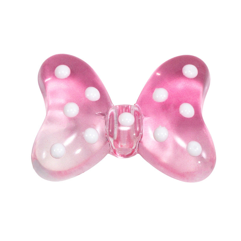 Sweet Polka Dotted Bow Acrylic Beads 29mm Colorful Mixed 10pcs 33
