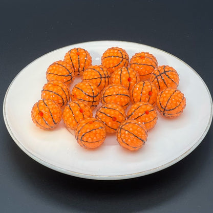 Sports Bubblegum Beads 20mm Basketball Pattern Acrylic 25pcs 14