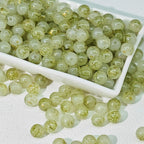 Frosted Round Glass Beads 8mm Marbled Soft Matte Gold Veining 50pcs 6