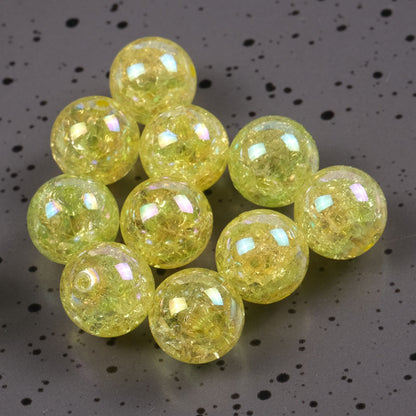 Plating Round Acrylic Beads 16mm AB Colored Crackle 100pcs 6