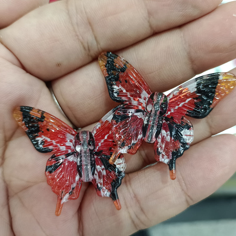 Transparent Swallowtail Acrylic Beads 25x45mm Colored Printing 100pcs 8