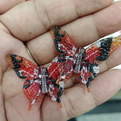 Transparent Swallowtail Acrylic Beads 25x45mm Colored Printing 100pcs 8