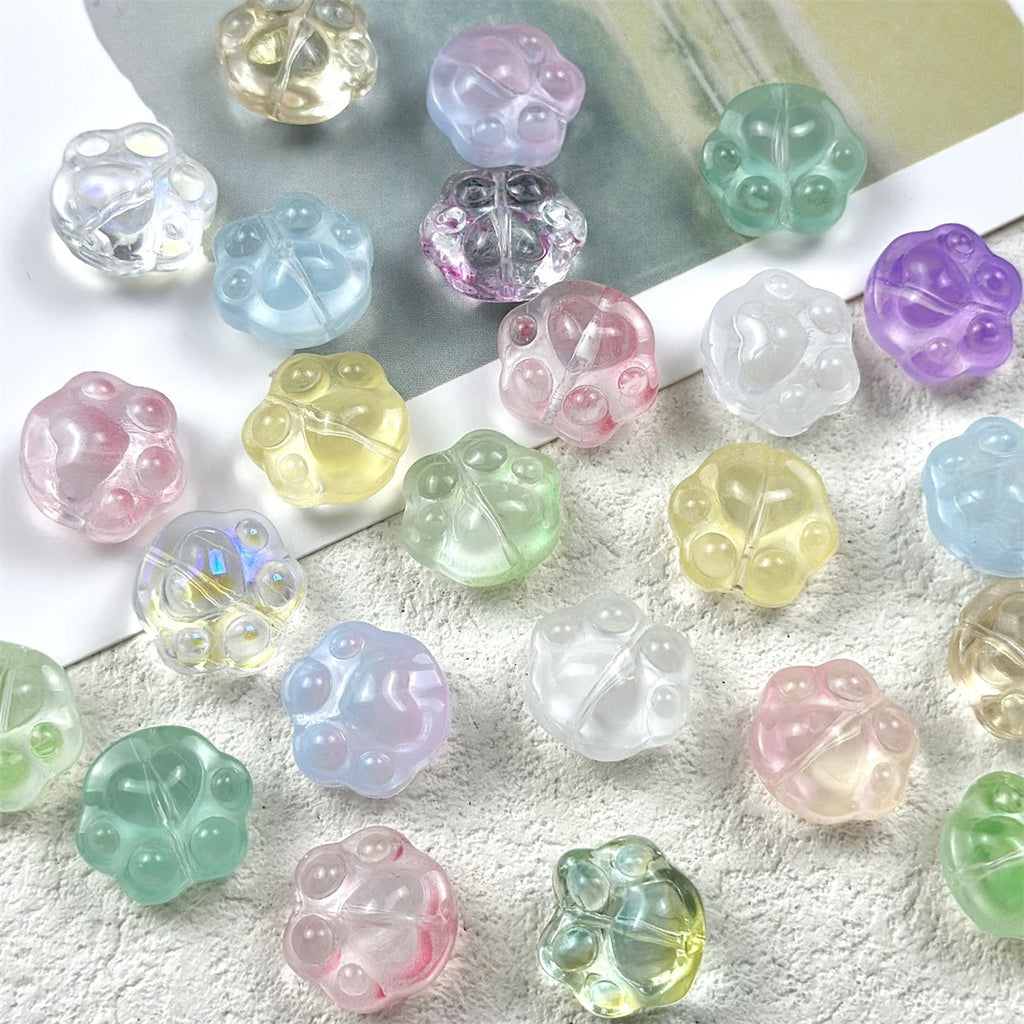 Jelly Color Cat Claw Glass Beads 15mm Translucent Pastel 50pcs