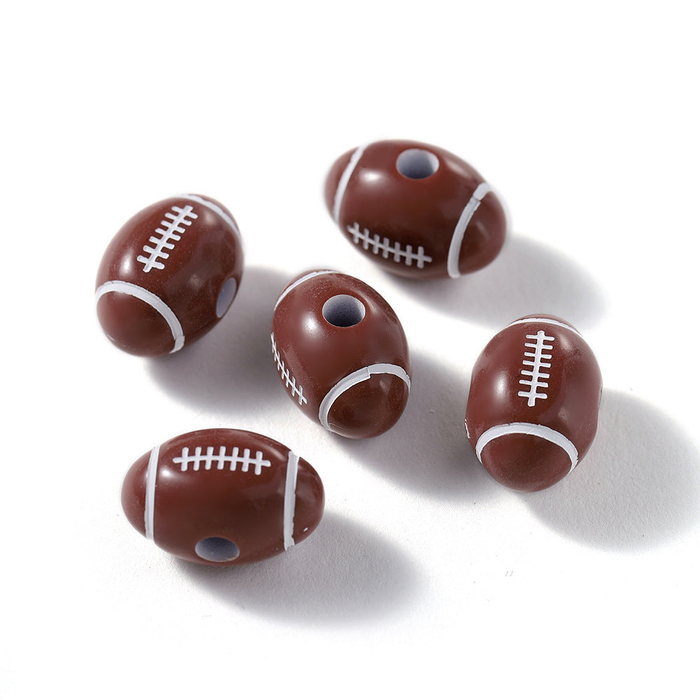 Printed Ball Series Acrylic Beads Colorful Sports Designs 100pcs 9
