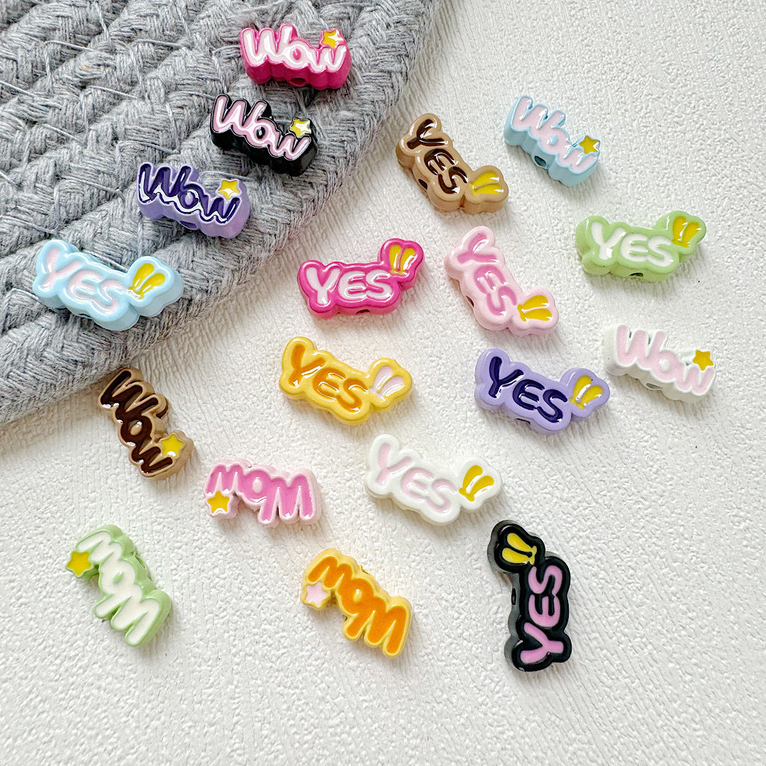 Baking Painted WOW&YES Metal Beads 13mm 15mm Colorful Alloy 20pcs