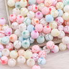 Spray Painted Crackle Acrylic Beads 8-10mm Multicolor Pastel 100pcs 3