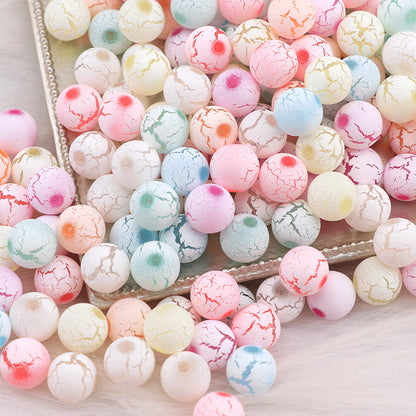 Spray Painted Crackle Acrylic Beads 8-10mm Multicolor Pastel 100pcs 3